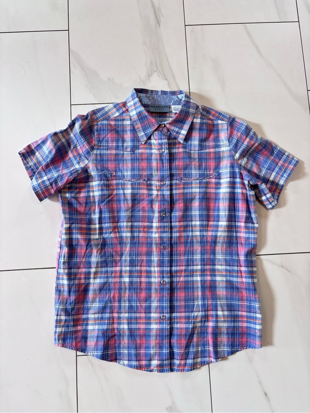 Wrangler short sleeve western shirt pearl snap size medium
